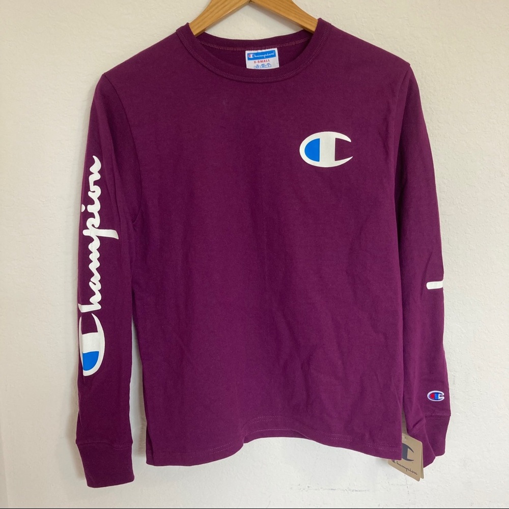 Purple Champion C Logo Long-Sleeve Tee T-Shirt XS